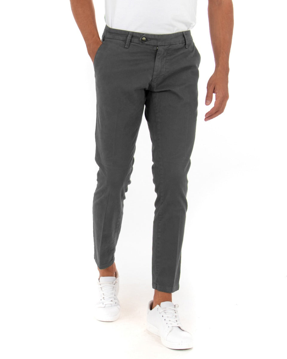 Men's Pants Elongated Button Capri American Pocket Classic Solid Color Dark Gray GIOSAL-P5442A