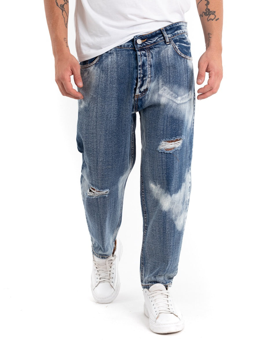 Pantaloni Jeans Uomo Loose Fit Denim Sfumato Cinque Tasche Casual GIOSAL-P5472A