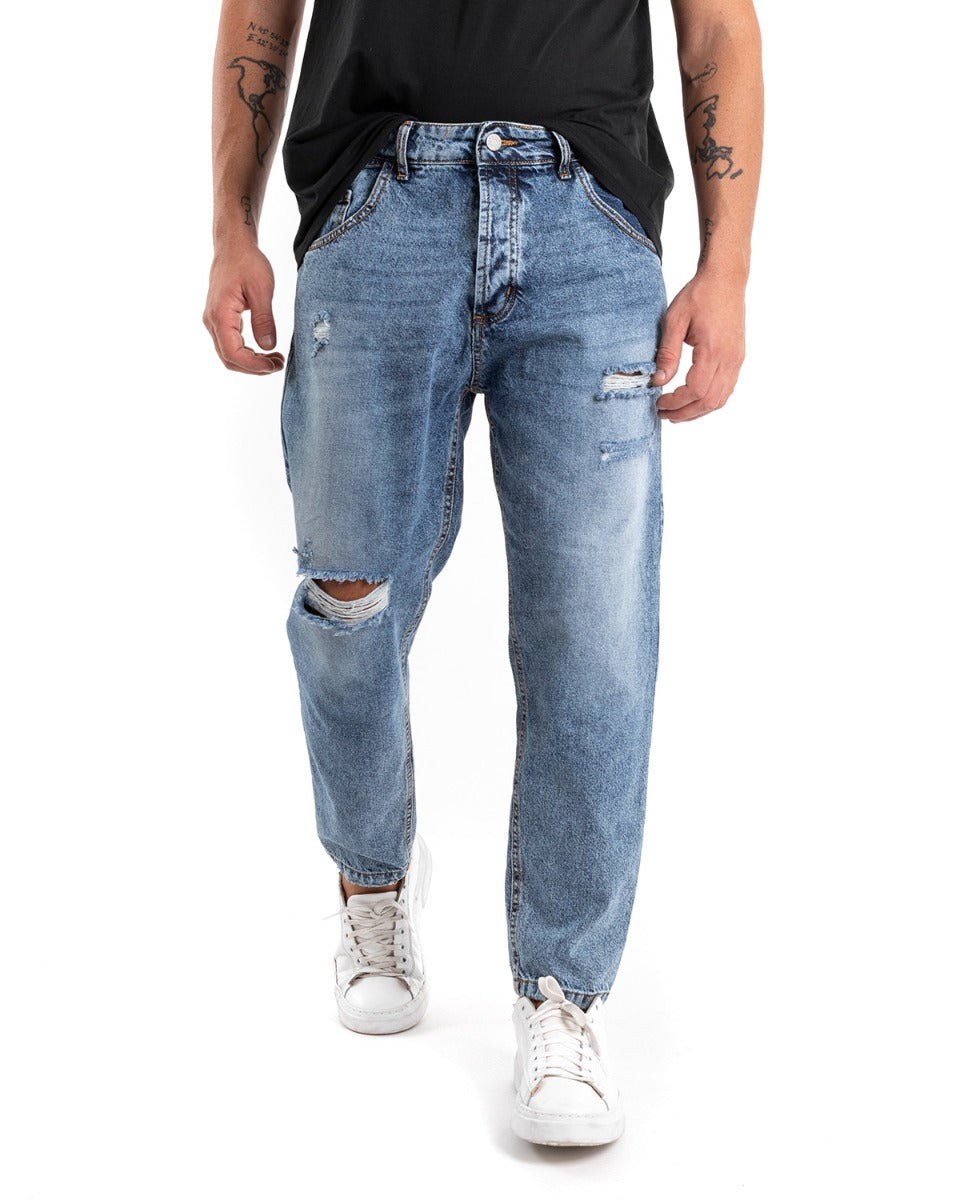 Pantaloni Jeans Uomo Loose Fit Denim Stone Washed Cinque Tasche GIOSAL-P5474A
