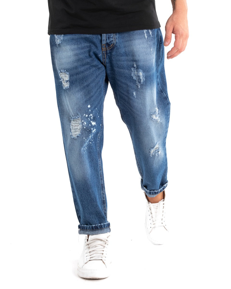 Men's Jeans Trousers Loose Fit Denim With Rips Five Pockets GIOSAL-P5512A
