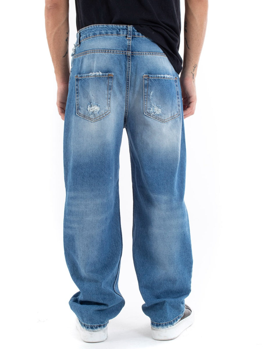 Pantaloni Jeans Uomo Baggy Fit Denim Con Rotture Casual GIOSAL-P5559A