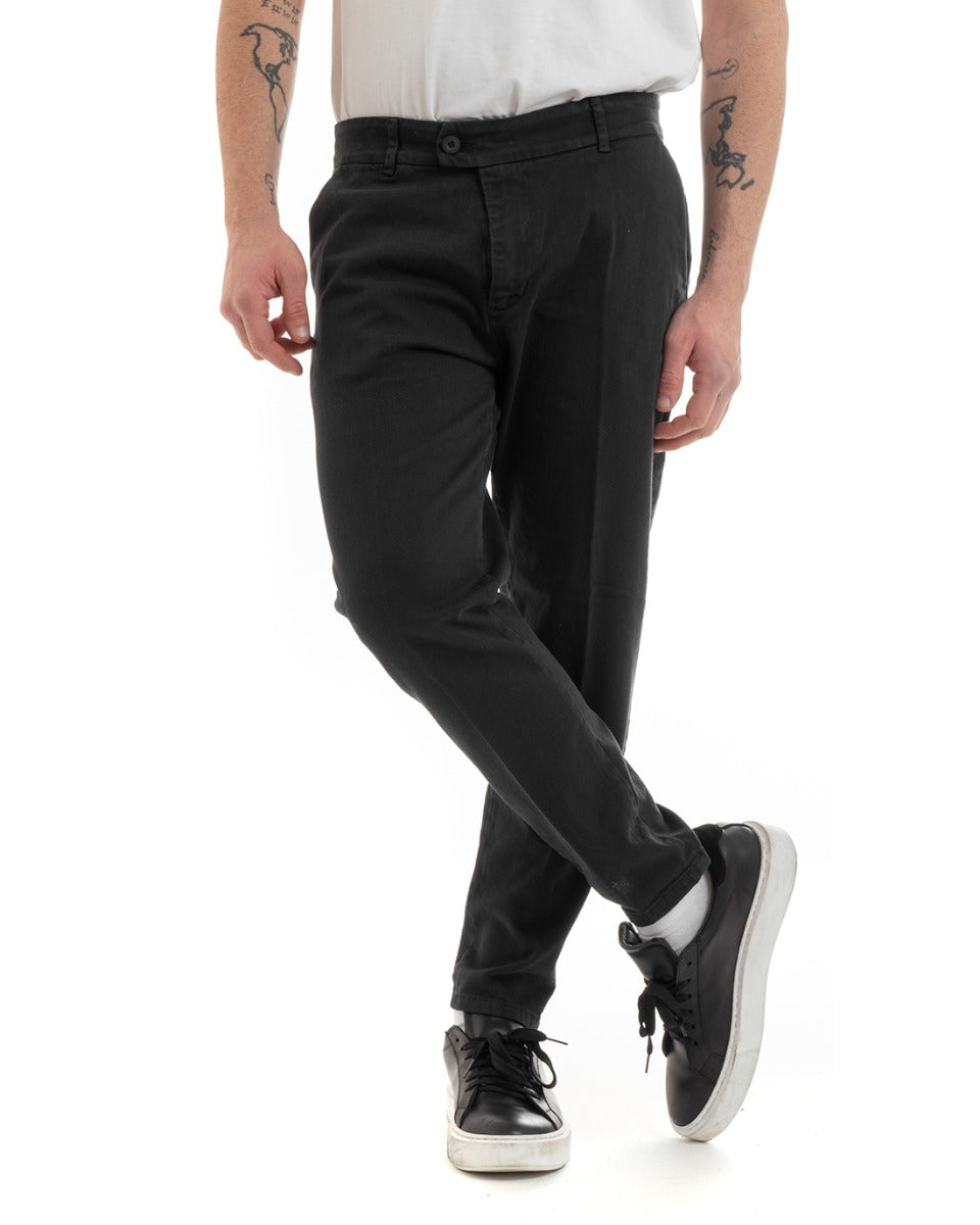 Men's Jeans Trousers Regular Fit America Pocket Elongated Button Casual Black GIOSAL-P5636A