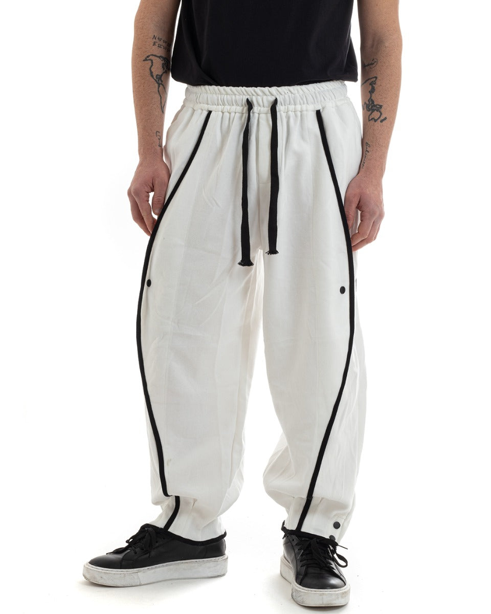 Men's Tracksuit Pants Solid Color Over Elastic White Casual GIOSAL-P5663A