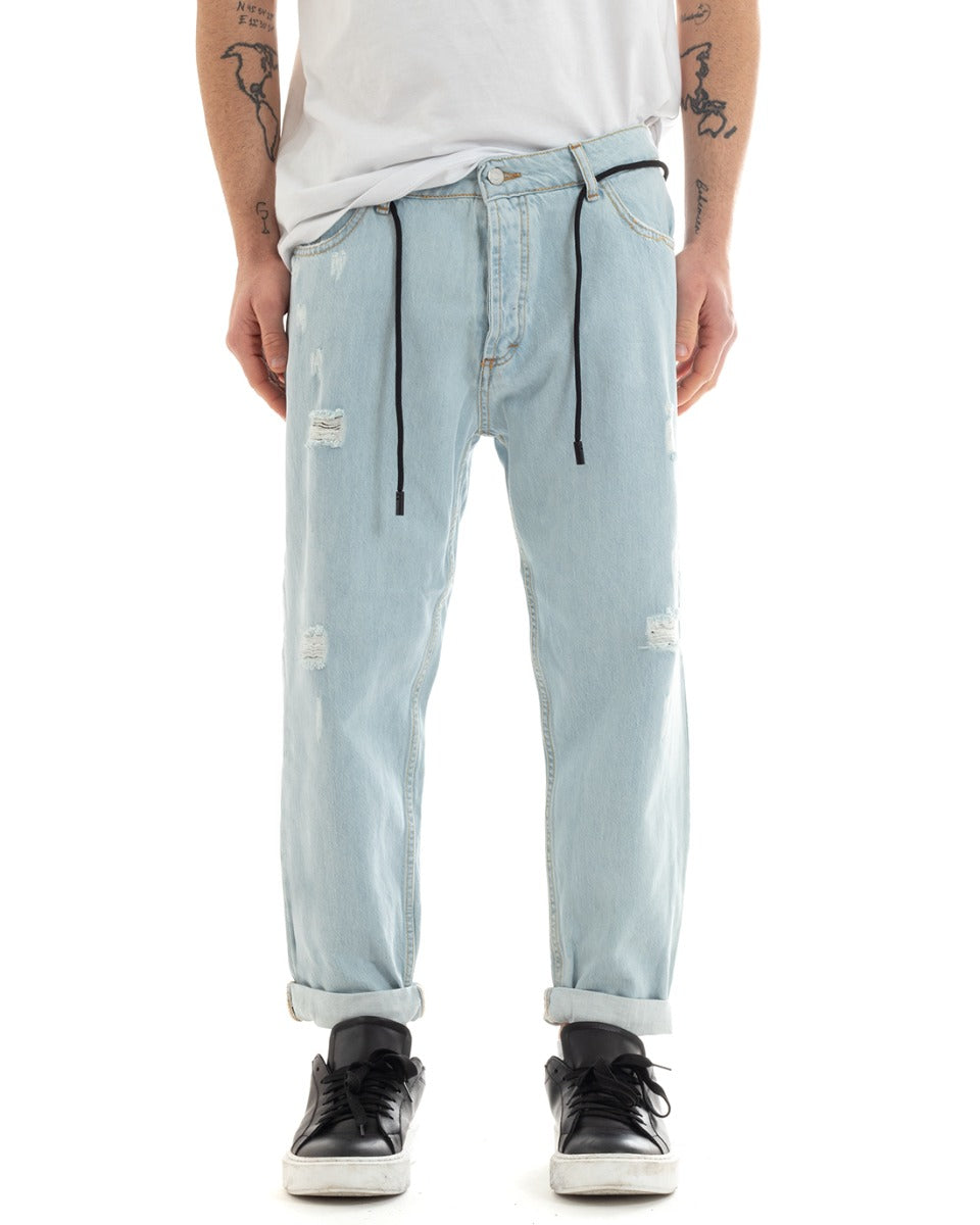 Men's Jeans Trousers Loose Fit Light Denim Five Pockets With Casual Rips GIOSAL-P5671A