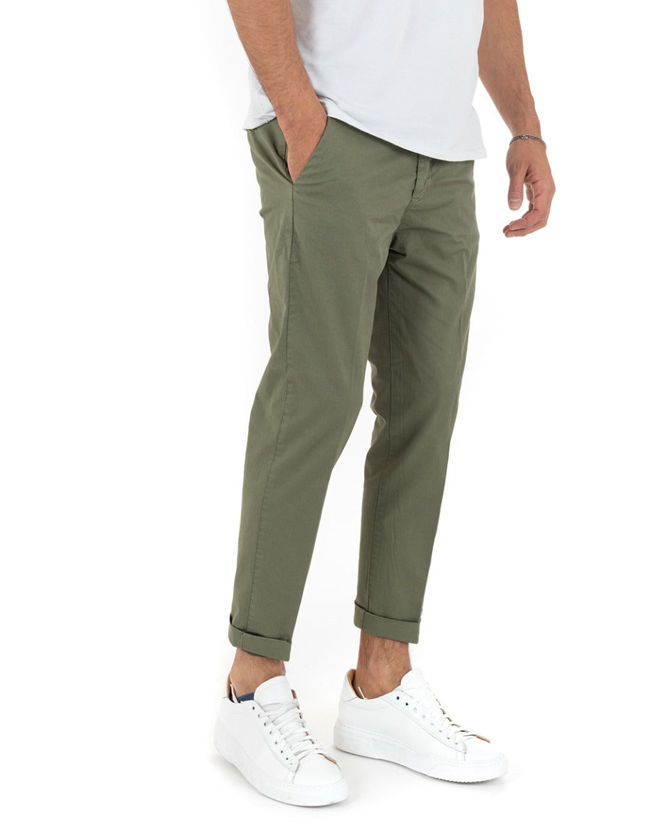 Men's Classic Basic Long Solid Color Casual Green Pocket Trousers GIOSAL-P5692A