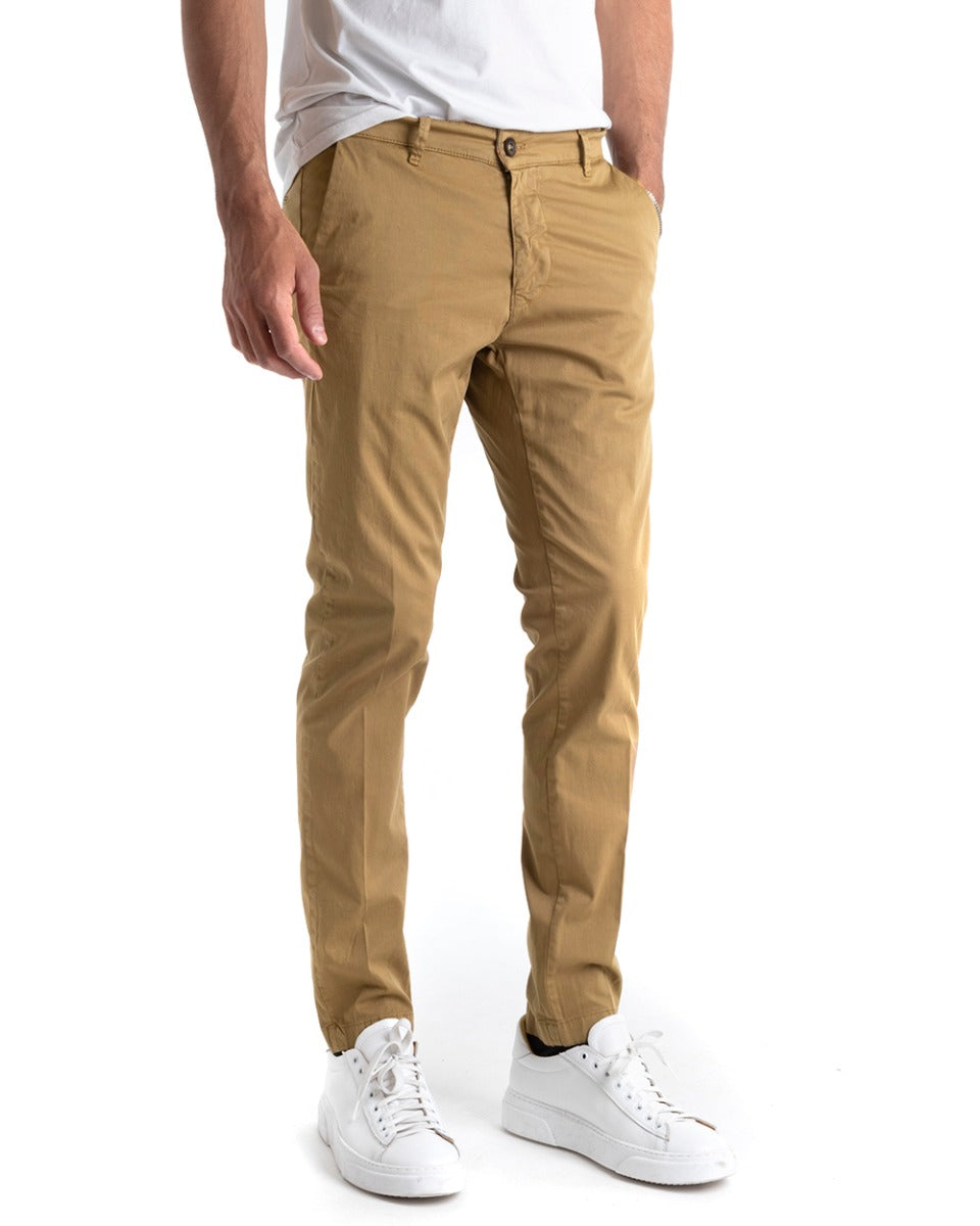 Men's Long Solid Color Classic Camel Basic Trousers GIOSAL-P5698A
