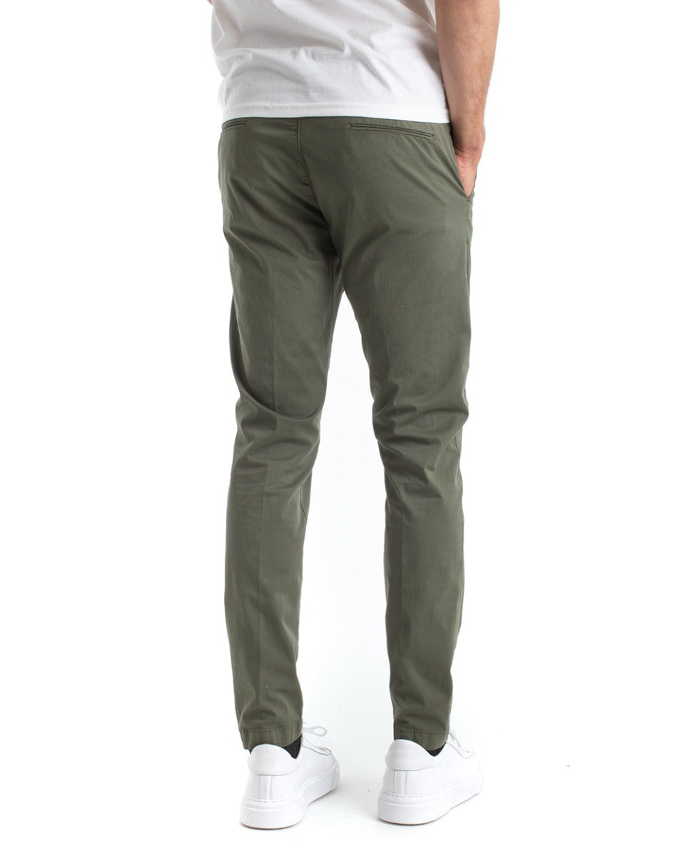 Pantaloni Uomo Cotone Tasca America Lungo Sartoriale Slim Verde GIOSAL-P5700A