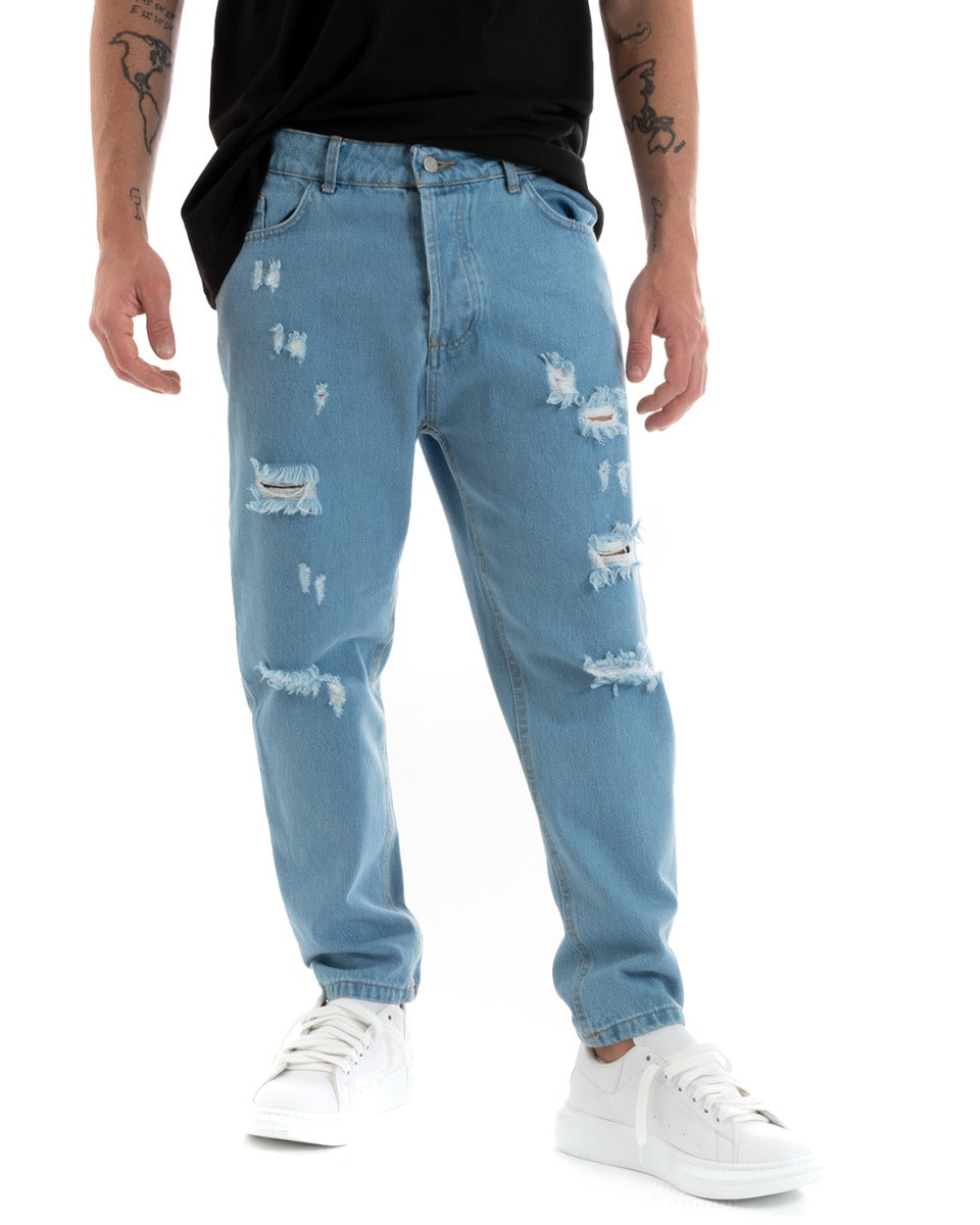 Loose Fit Men's Denim Jeans Trousers Five Pockets With Print GIOSAL-P5705A