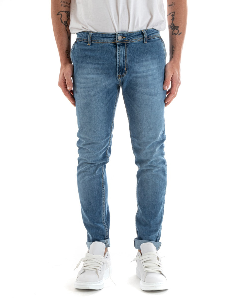 Pantaloni Jeans Uomo Slim Fit Denim Tasca America Casual GIOSAL-P5726A