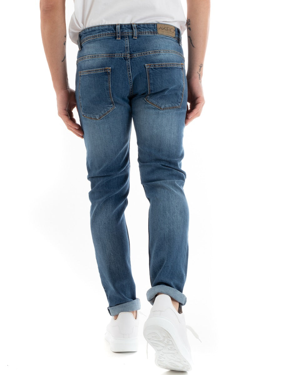 Pantaloni Jeans Uomo Slim Fit Denim Con Rotture Cinque Tasche Casual GIOSAL-P5727A