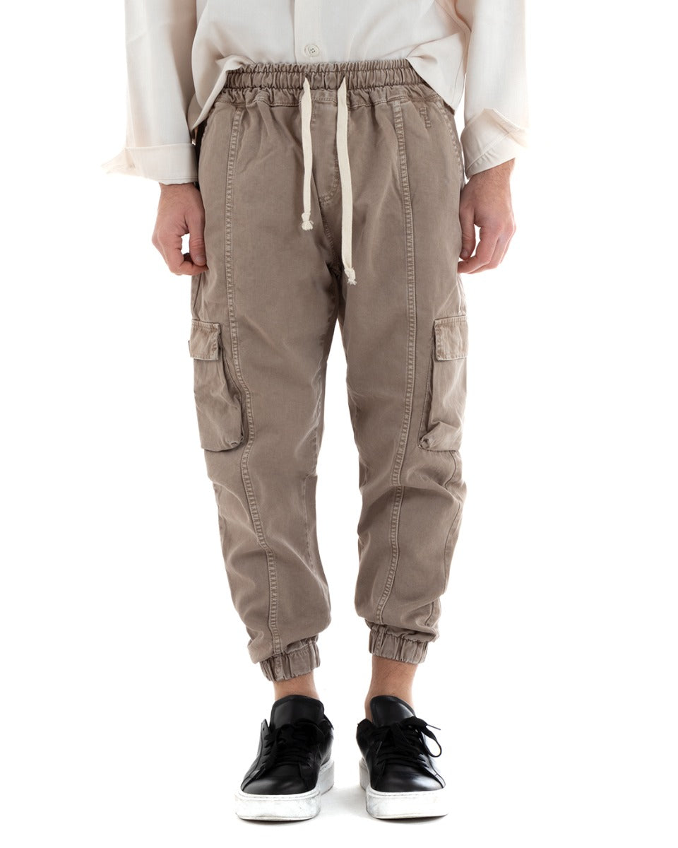 Men's Cargo Joggers Drawstring Solid Color Mud Pants GIOSAL-P5748A