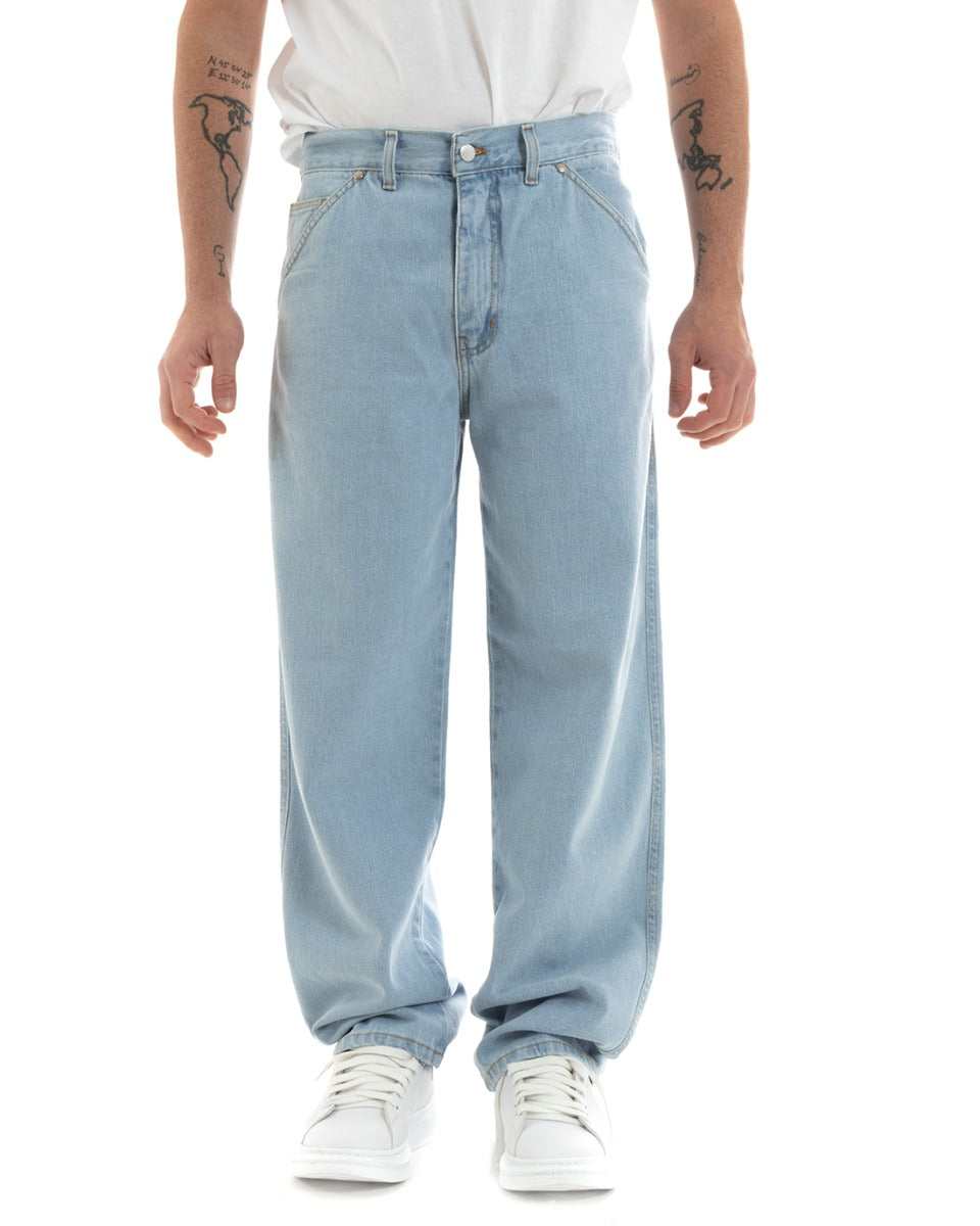 Men's Jeans Trousers Unisex Baggy Light Denim Pocket America Casual GIOSAL-P5756A