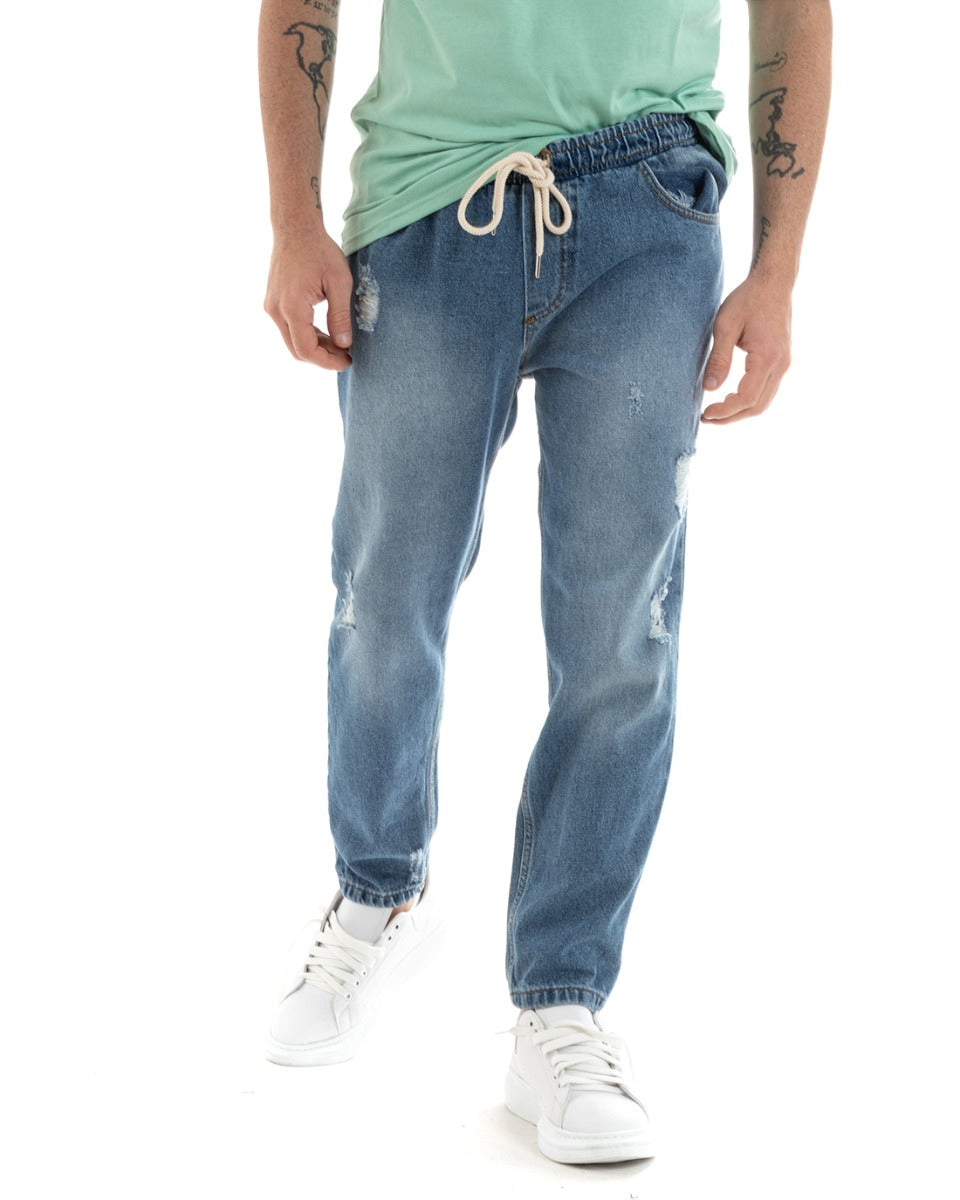 Pantaloni Jeans Uomo Loose Fit Denim Pantalaccio Con Rotture GIOSAL-P5759A