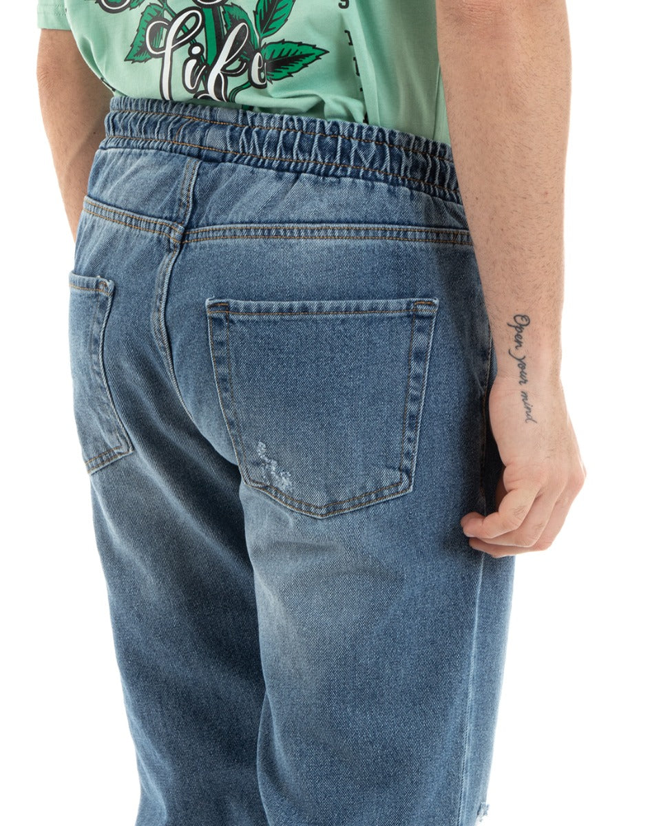 Pantaloni Jeans Uomo Loose Fit Denim Pantalaccio Con Rotture GIOSAL-P5759A