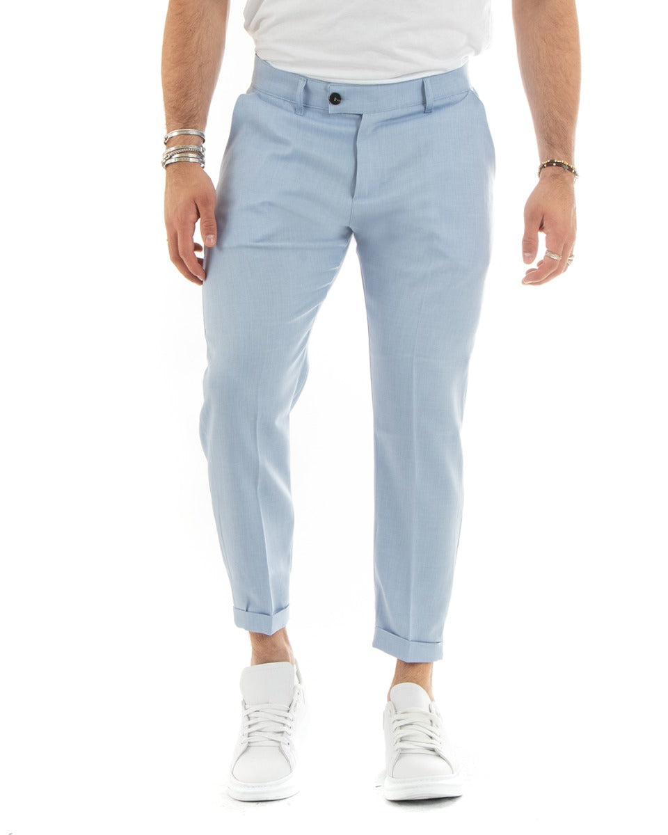 Classic Long Men's Trousers Solid Color Powder Casual Elongated Button GIOSAL-P5766A