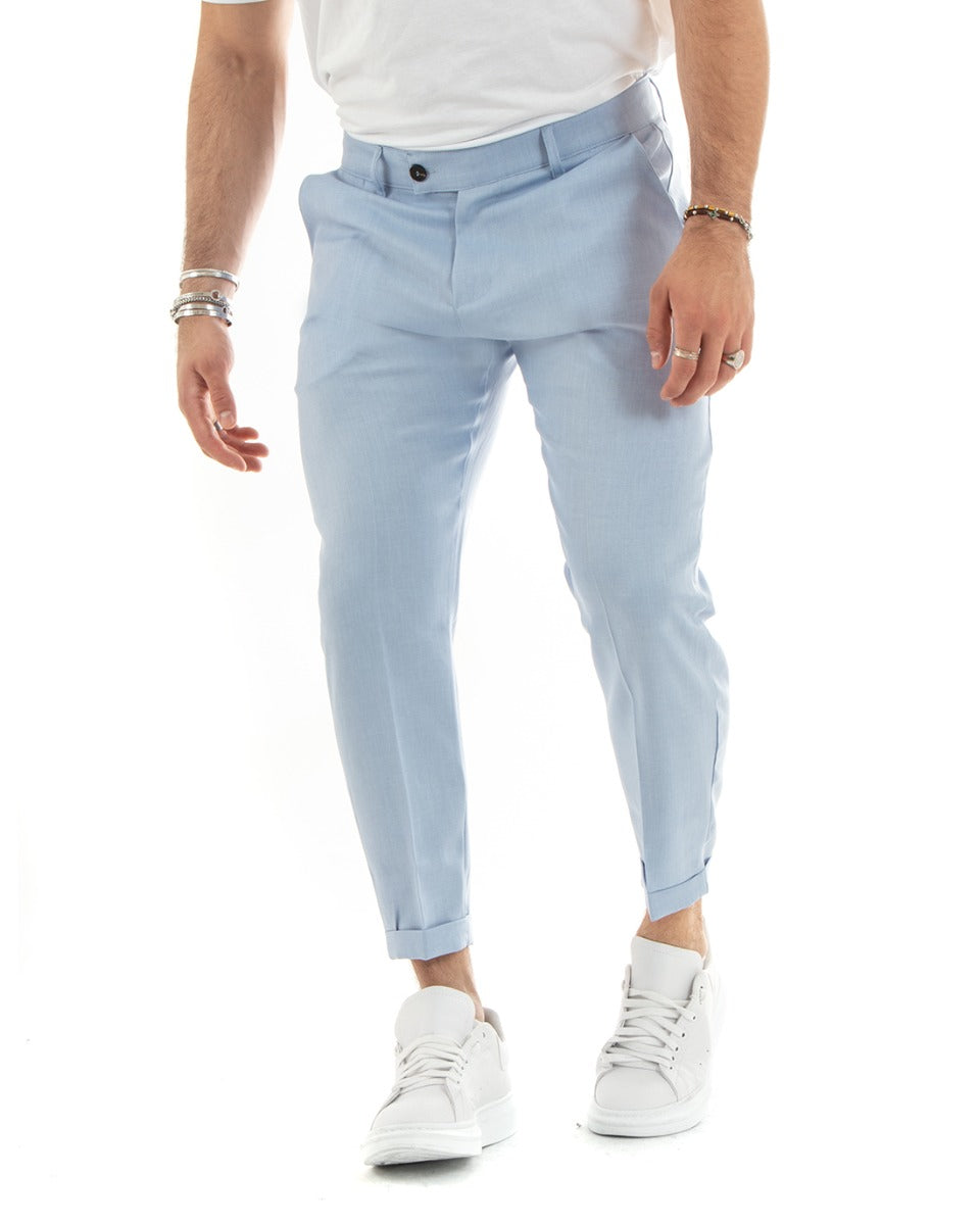Classic Long Men's Trousers Solid Color Powder Casual Elongated Button GIOSAL-P5766A