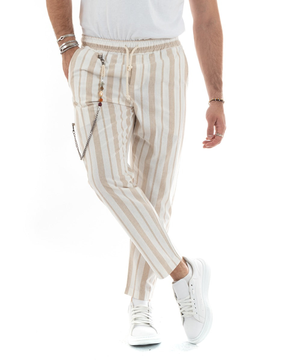 Mens striped sales drawstring pants