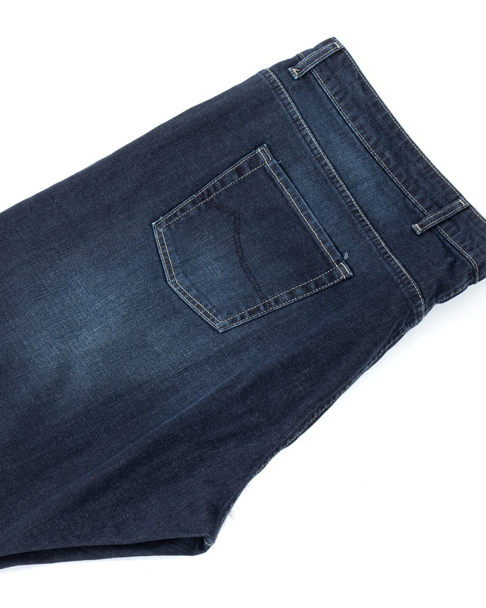Men's Jeans Dark Denim Calibrated Trousers Five Pockets Plus Size Casual GIOSAL-P5821A