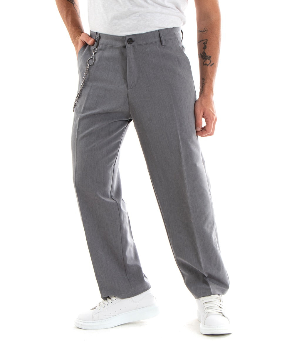 Men's Long Solid Color Wide Leg Pants Casual Elegant Gray GIOSAL-P5847A