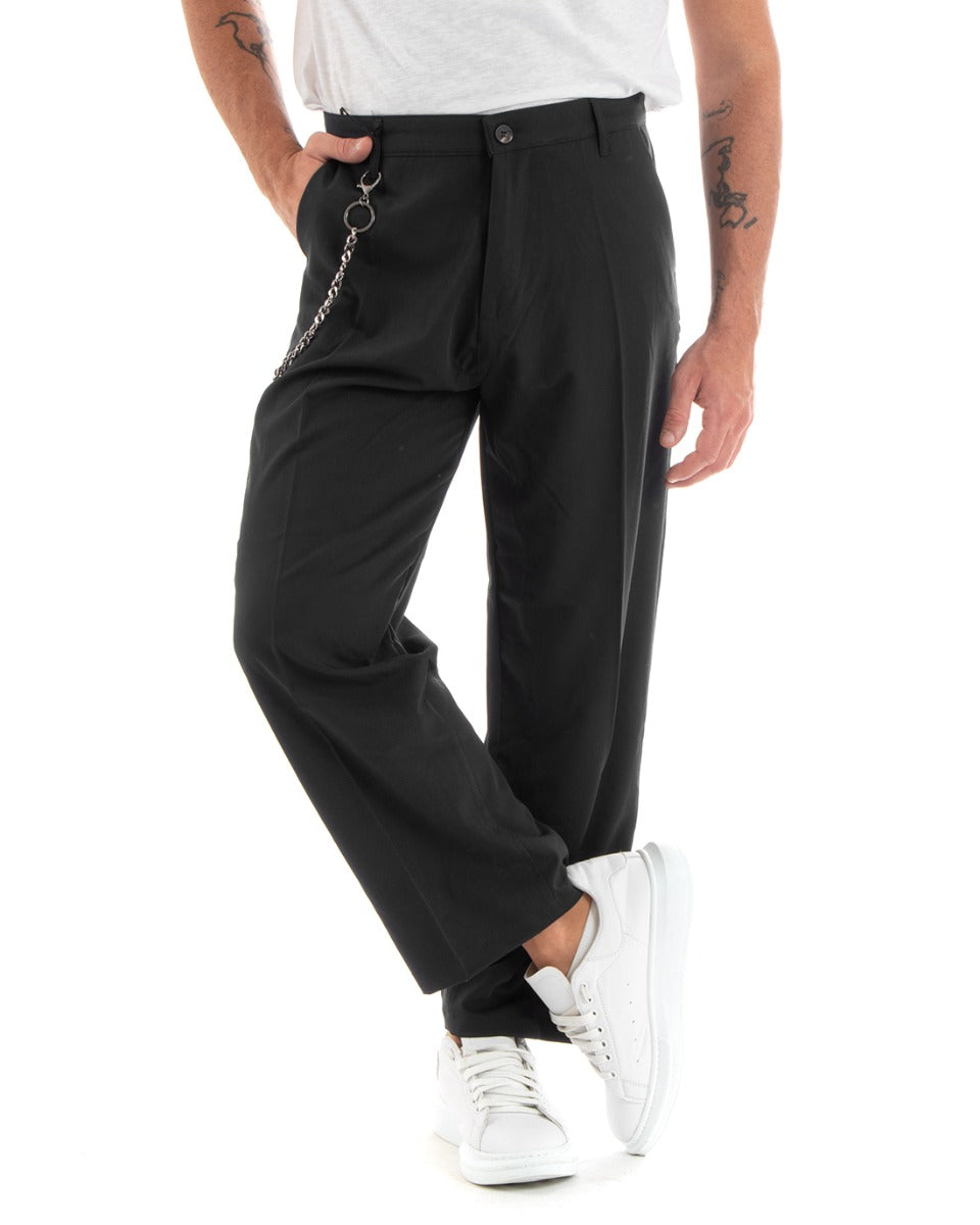 Men's Long Solid Color Wide Leg Trousers Casual Elegant Black GIOSAL-P5849A