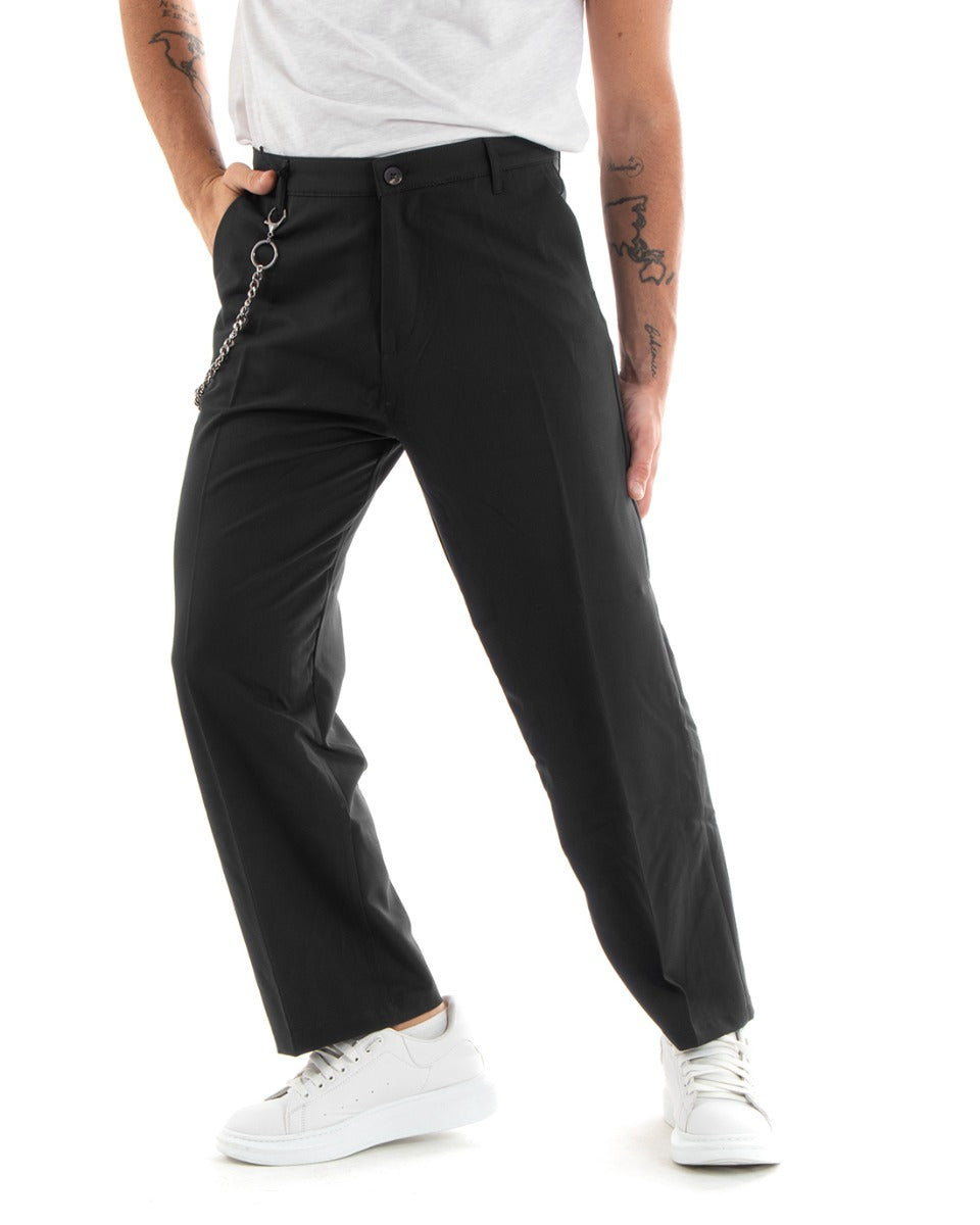Men's Long Solid Color Wide Leg Trousers Casual Elegant Black GIOSAL-P5849A