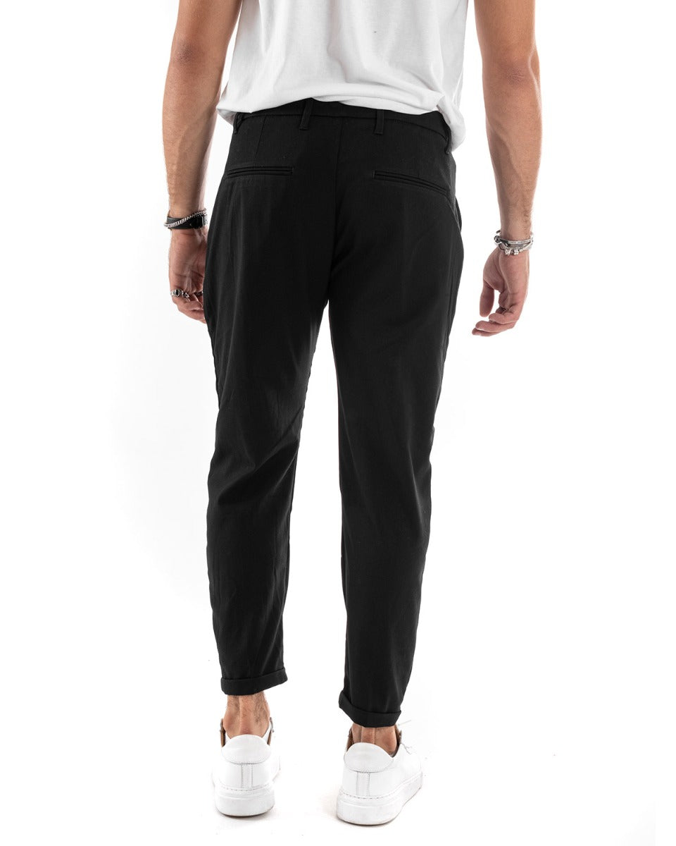 Men's Long Solid Color Black America Pocket Classic Casual Trousers GIOSAL -P5898A