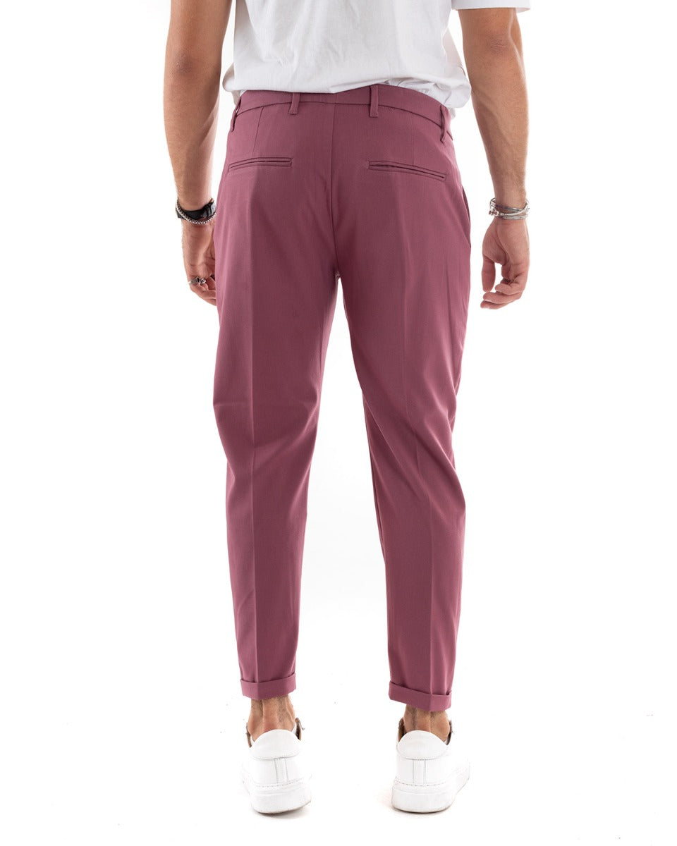 Men's Long Solid Color Dark Pink Trousers American Pocket Classic Casual GIOSAL P5902A