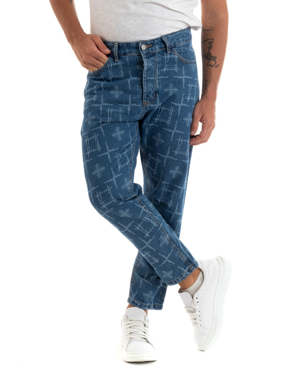 Men's Straight Fit Denim Jeans Trousers With Rips Five Pockets GIOSAL-P5923A