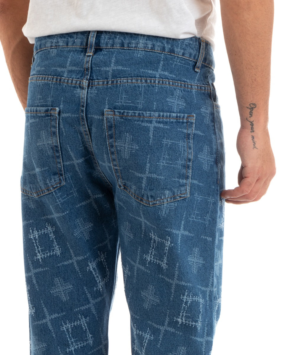 Men's Straight Fit Denim Jeans Trousers With Rips Five Pockets GIOSAL-P5923A
