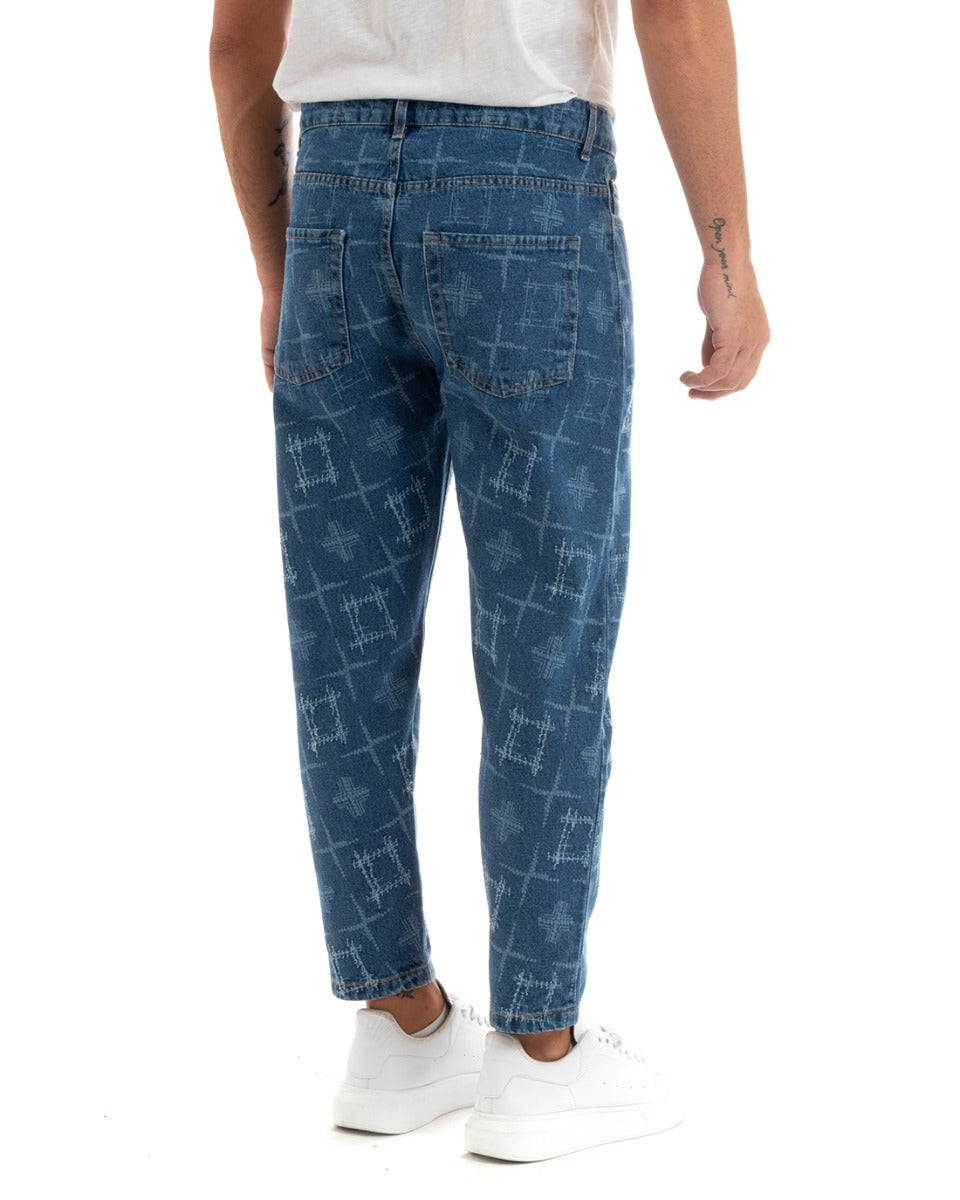 Pantaloni Jeans Uomo Straight Fit Denim Con Rotture Cinque Tasche GIOSAL-P5923A