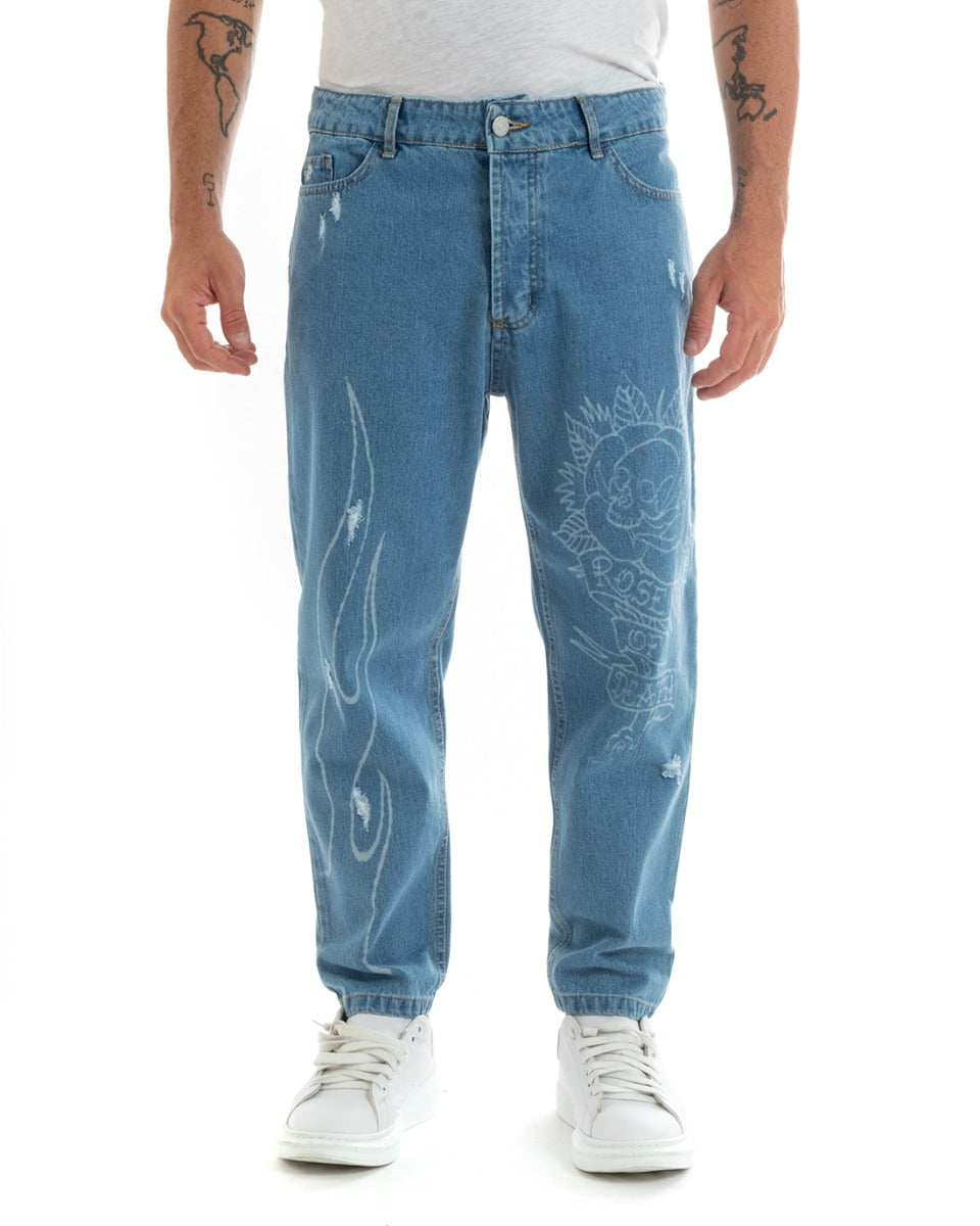 Men's Straight Fit Denim Jeans Trousers With Five Pocket Print GIOSAL-P5924A