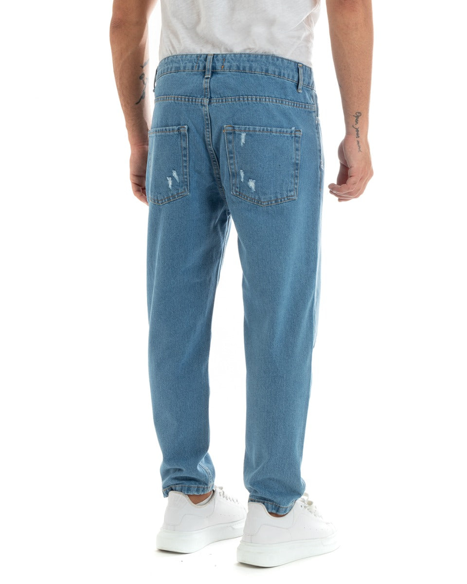 Pantaloni Jeans Uomo Straight Fit Denim Con Stampa Cinque Tasche GIOSAL-P5924A