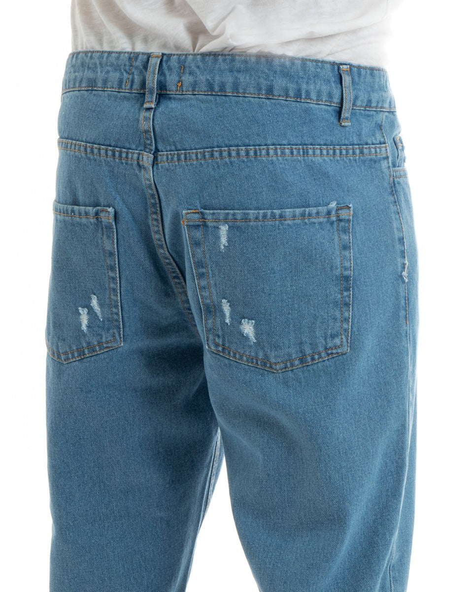 Pantaloni Jeans Uomo Straight Fit Denim Con Stampa Cinque Tasche GIOSAL-P5924A