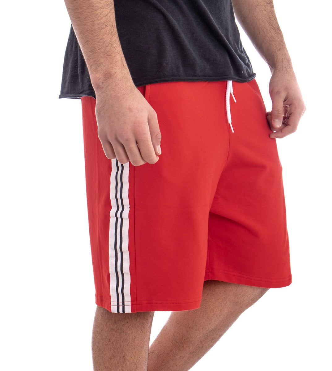 Bermuda Pantaloncino Uomo Corto Tuta Tinta Unita Rosso GIOSAL-PC1273A