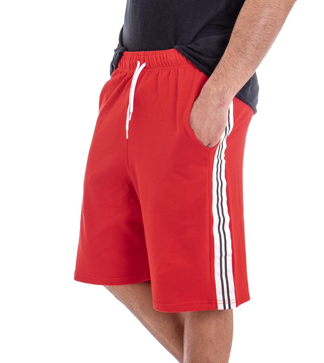 Bermuda Pantaloncino Uomo Corto Tuta Tinta Unita Rosso GIOSAL-PC1273A