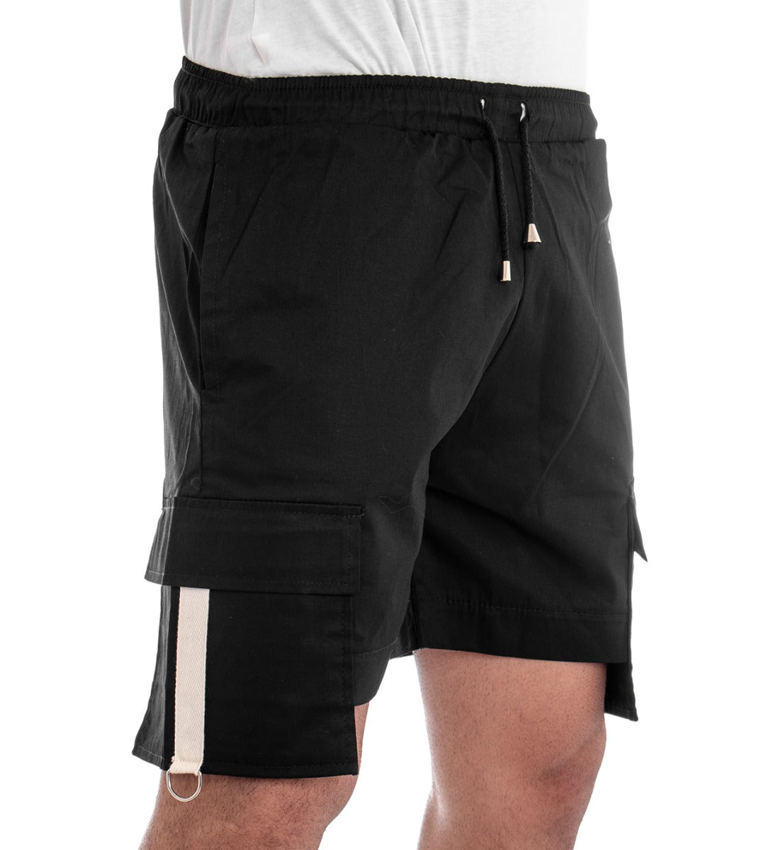 Bermuda Shorts Men's Short Black Elastic Trousers Pockets GIOSAL-PC1275A