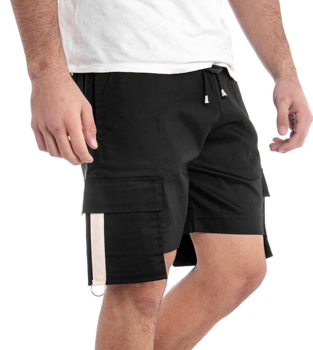 Bermuda Pantaloncino Uomo Corto Nero Elastico Pantalaccio Tasconi GIOSAL-PC1275A