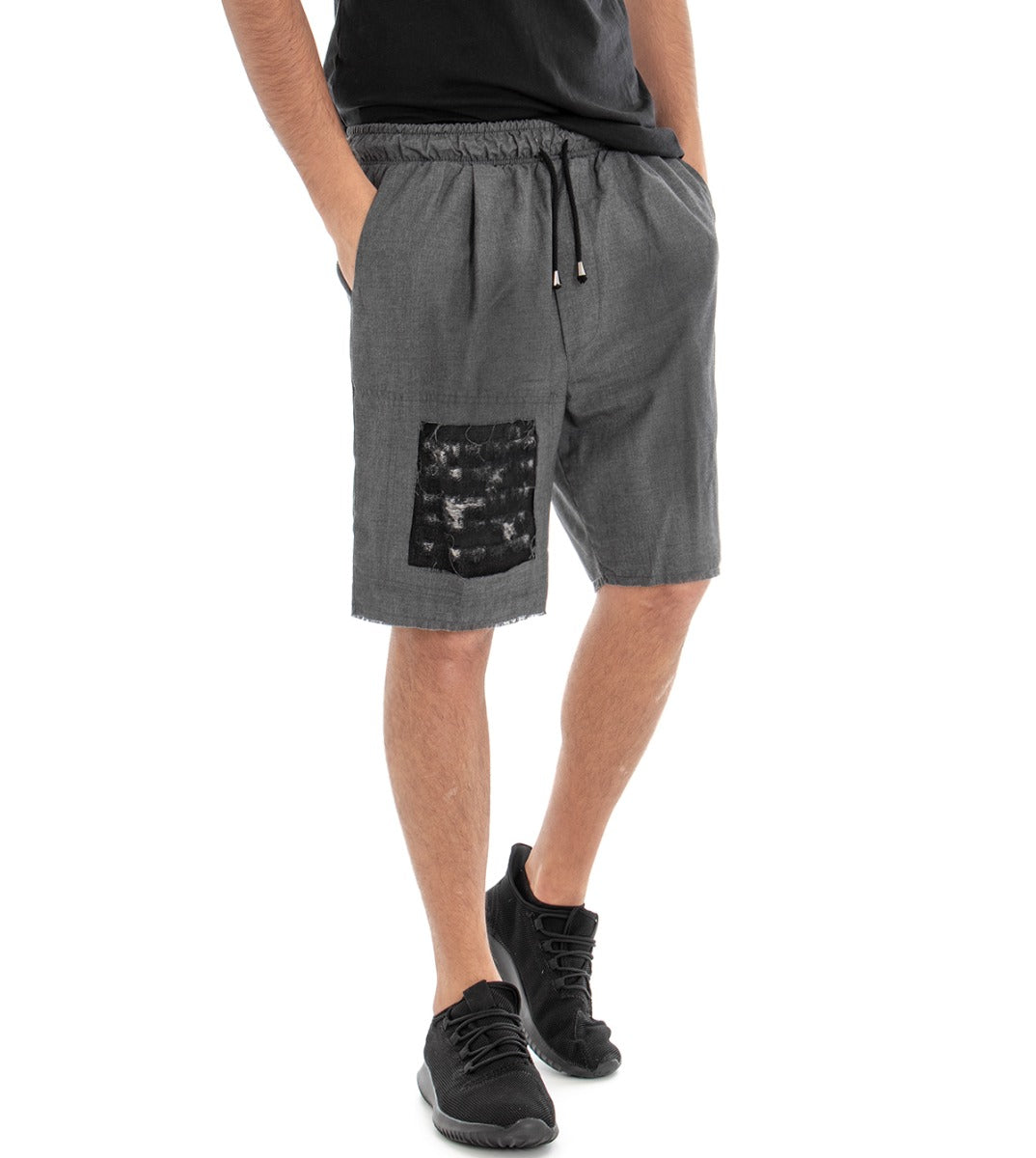 Bermuda Pantaloncino Uomo Tuta Elastico Grigio Scuro GIOSAL-PC1287A