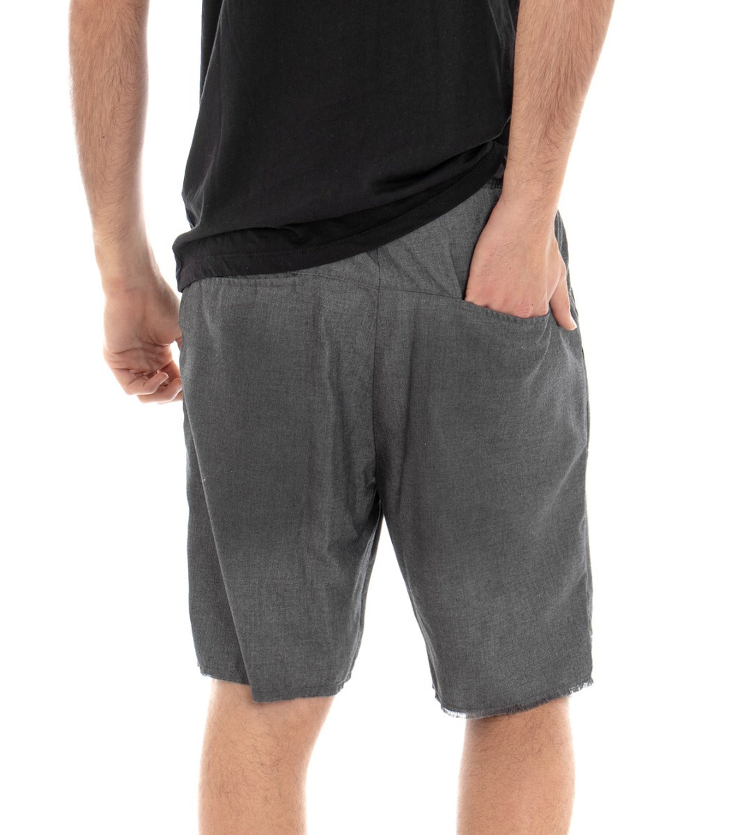 Bermuda Pantaloncino Uomo Tuta Elastico Grigio Scuro GIOSAL-PC1287A