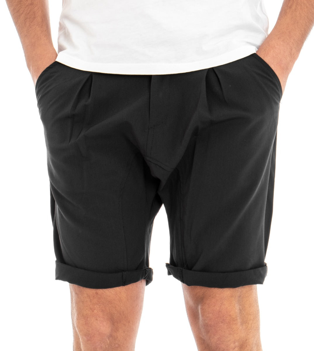 Bermuda Shorts Men's America Pocket Black Pence Low Crotch GIOSAL-PC1299A