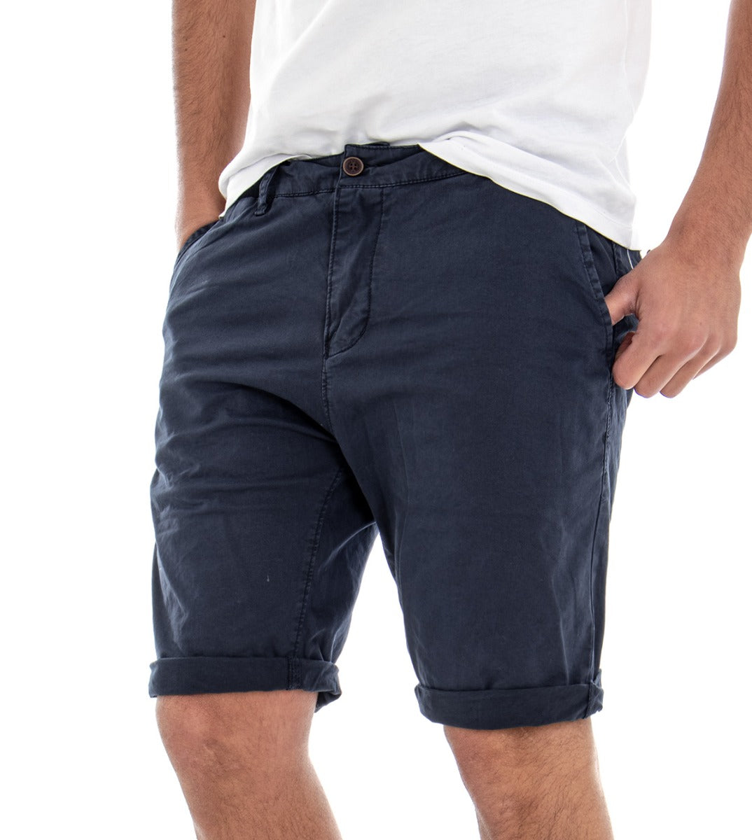 Bermuda Short Men's Shorts America Pocket Solid Color Slim Blue GIOSAL-PC1300A