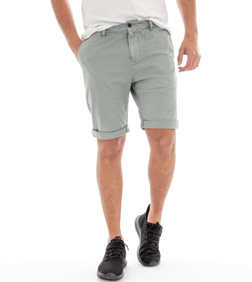 Bermuda Short Men's Shorts America Pocket Solid Color Slim Gray GIOSAL-PC1302A