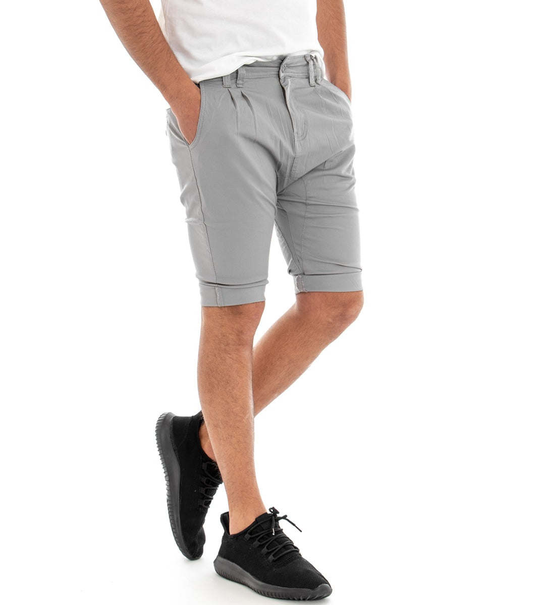 Bermuda Men's Short Shorts Gray Pence Solid Color Low Crotch GIOSAL-PC1306A