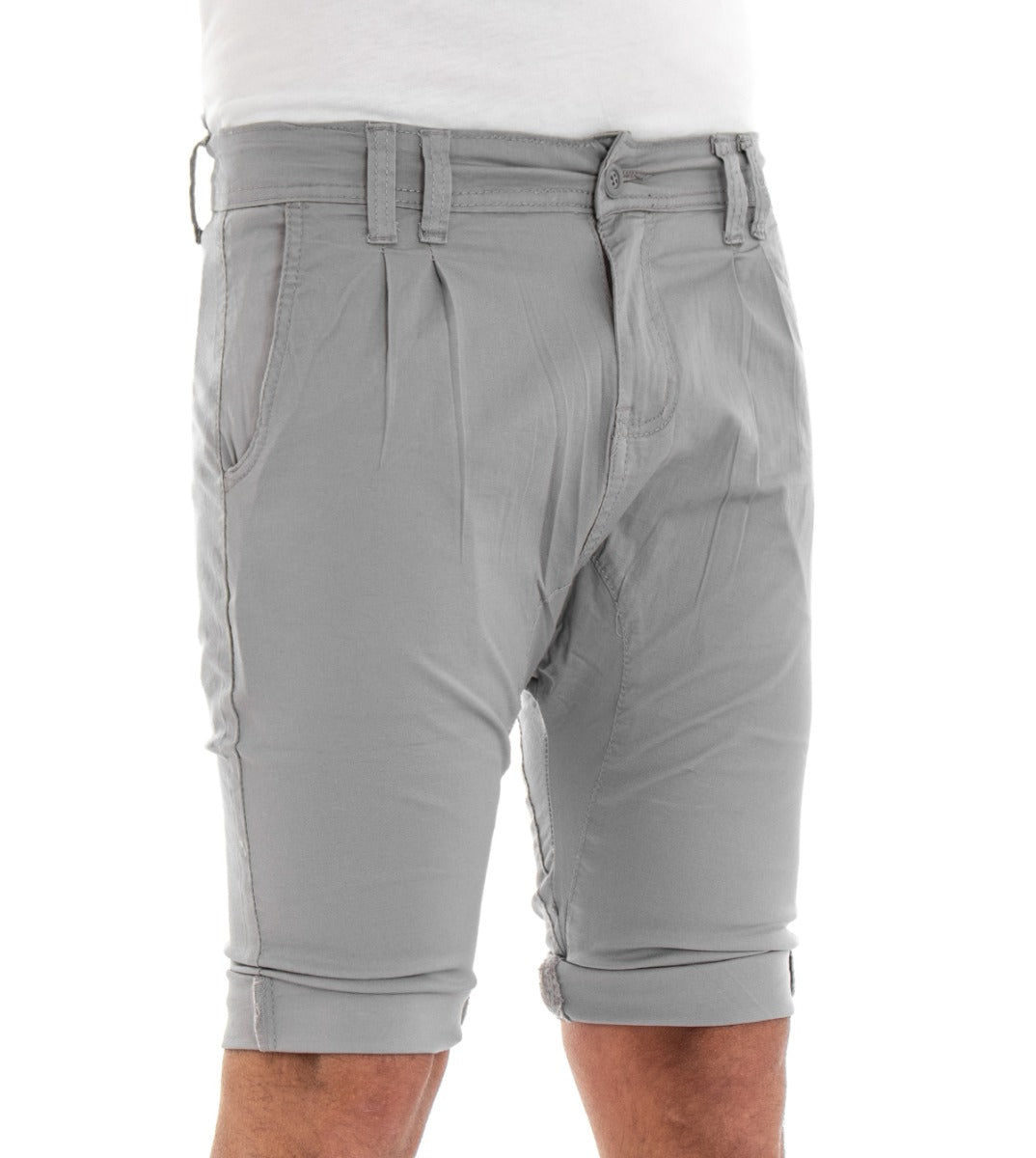 Bermuda Men's Short Shorts Gray Pence Solid Color Low Crotch GIOSAL-PC1306A