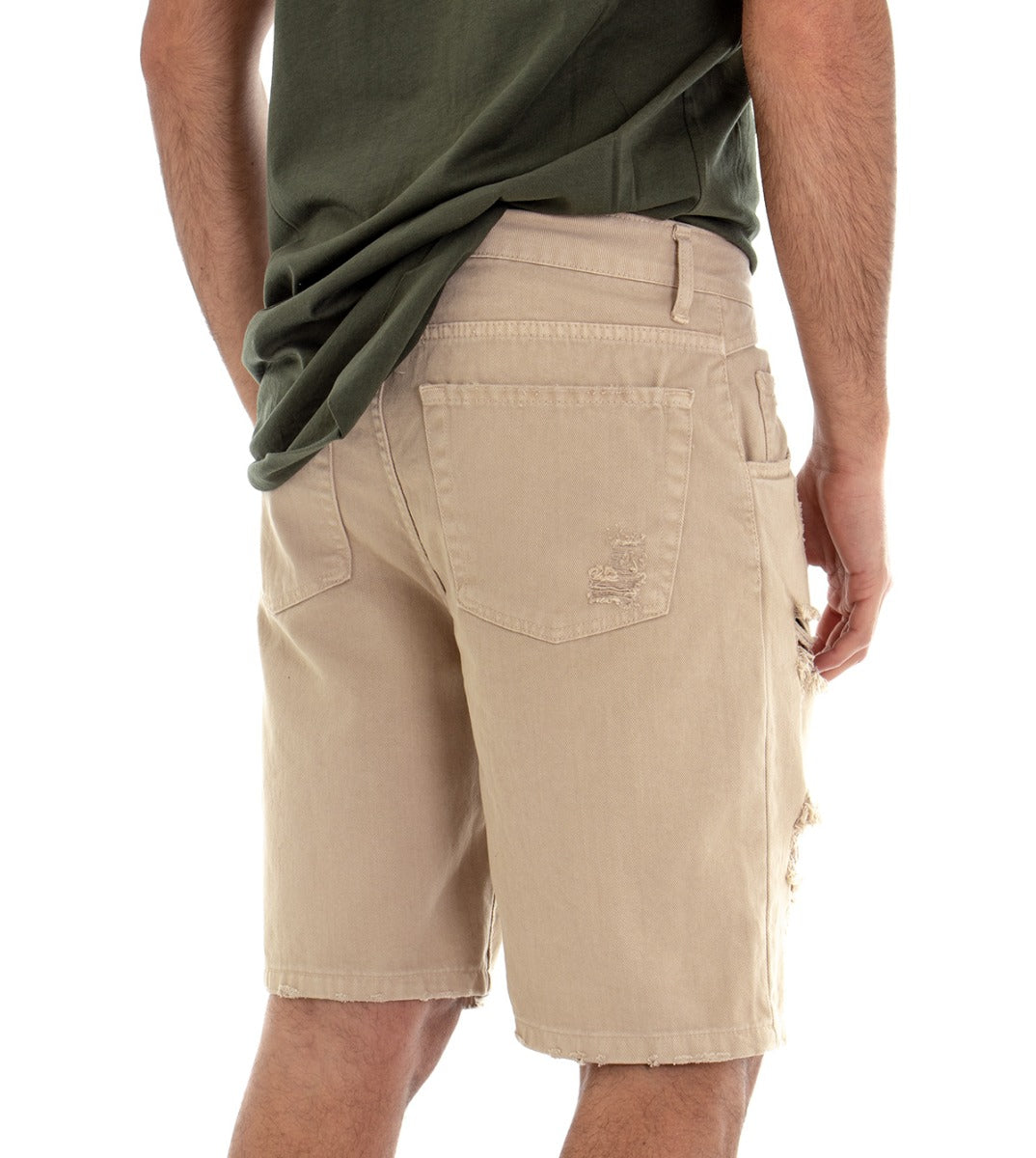Bermuda Shorts Men's Beige Breaks Five Pockets GIOSAL-PC1327A