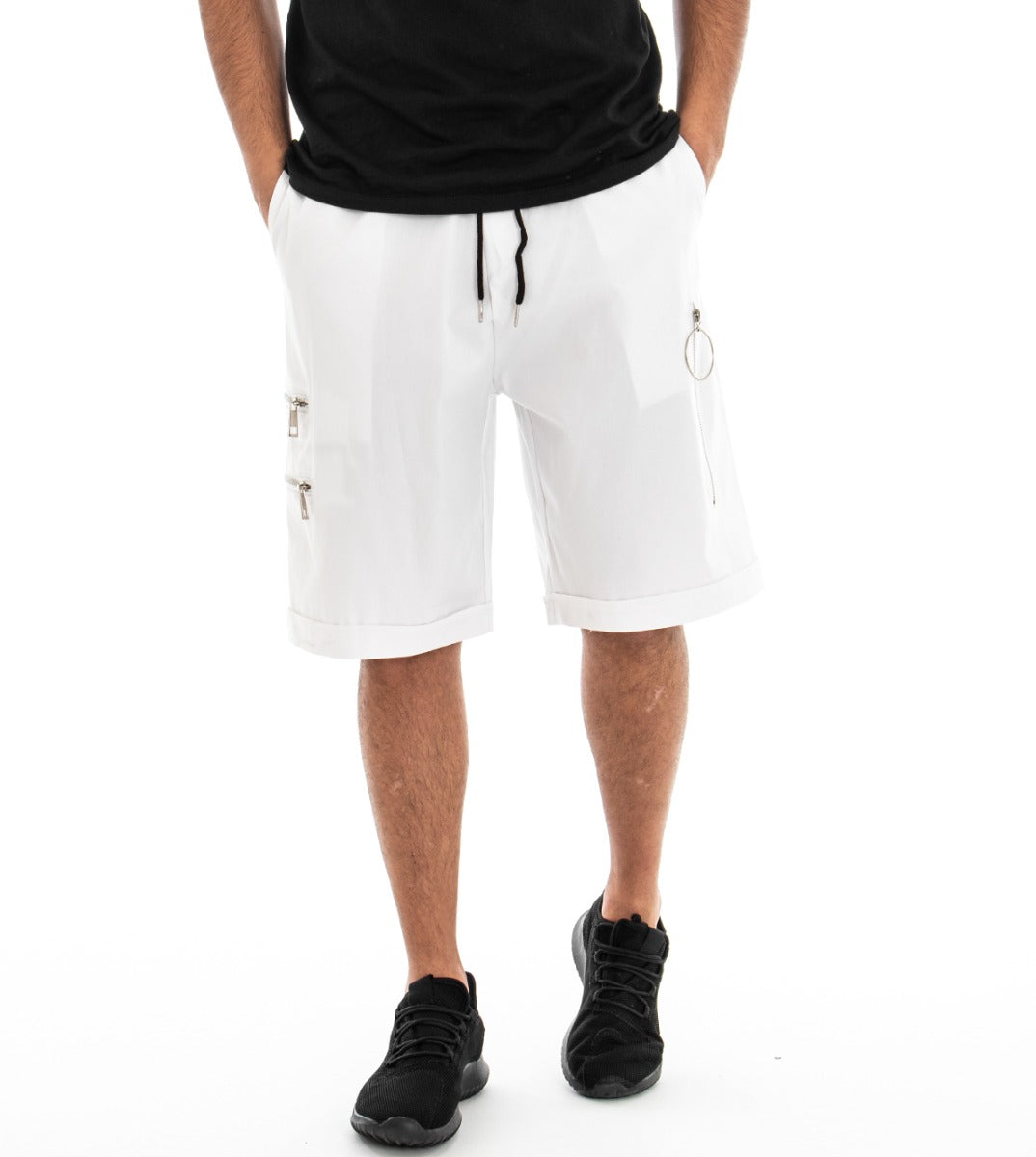 Bermuda Men's Short Shorts White Elastic Low Crotch GIOSAL-PC1353A