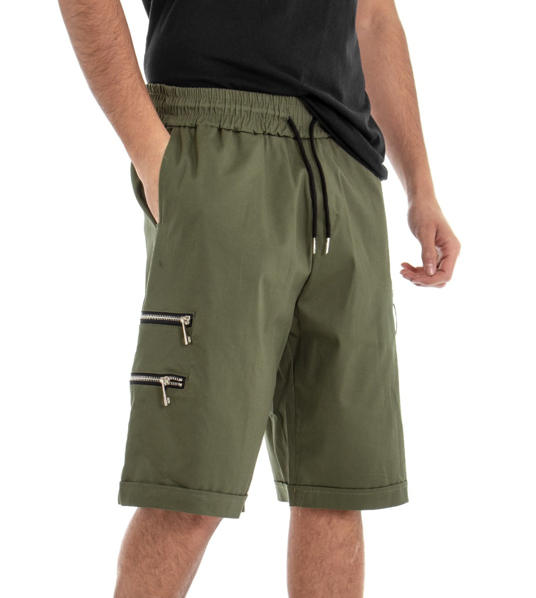 Bermuda Pantaloncino Uomo Corto Verde Elastico GIOSAL-PC1355A