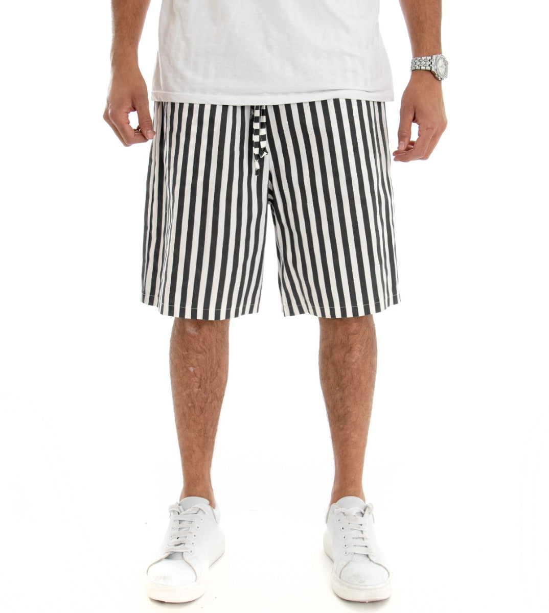 Short Men's Bermuda Shorts Striped Two-Tone Stripes GIOSAL-PC1447A