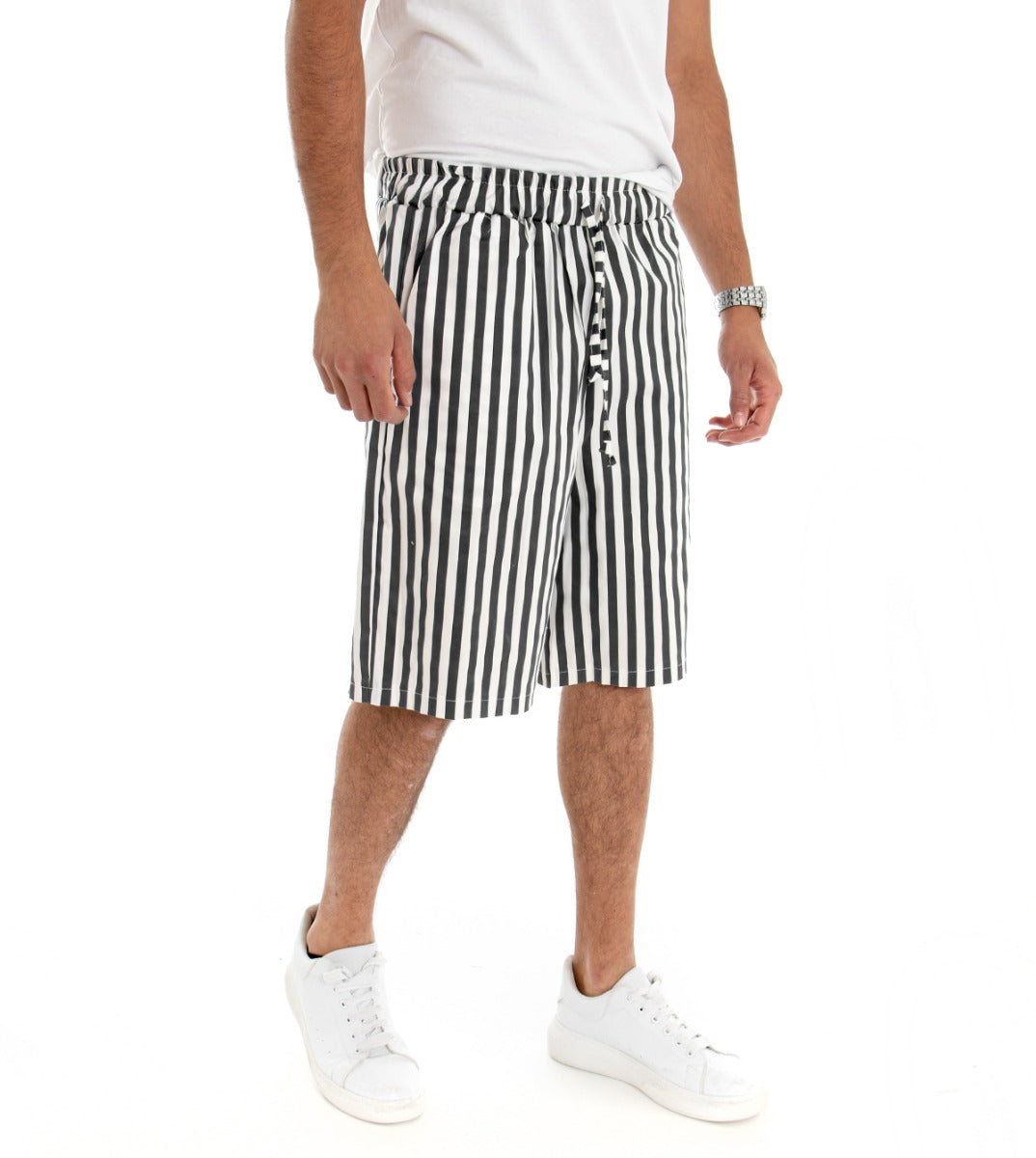 Short Men's Bermuda Shorts Striped Two-Tone Stripes GIOSAL-PC1447A