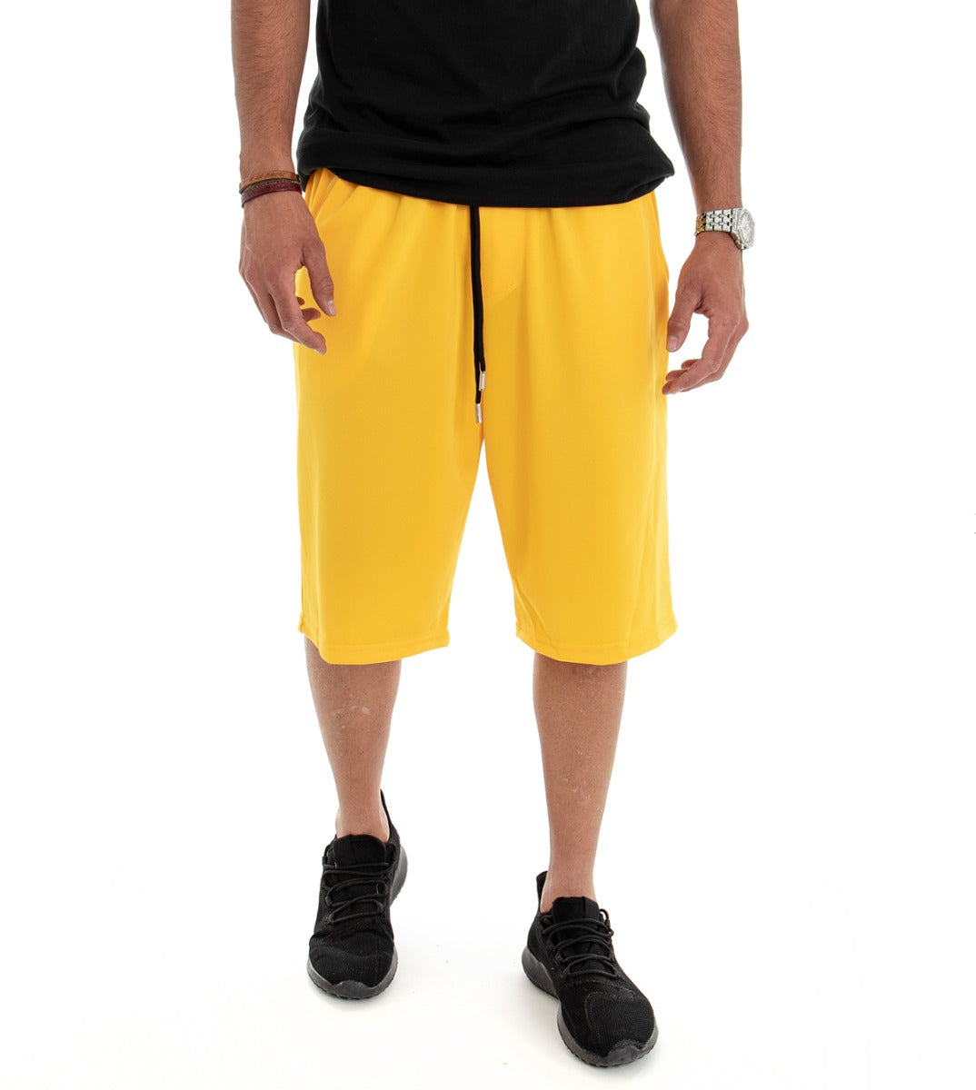 Men's Bermuda Shorts Oversized Solid Color Yellow GIOSAL-PC1471A